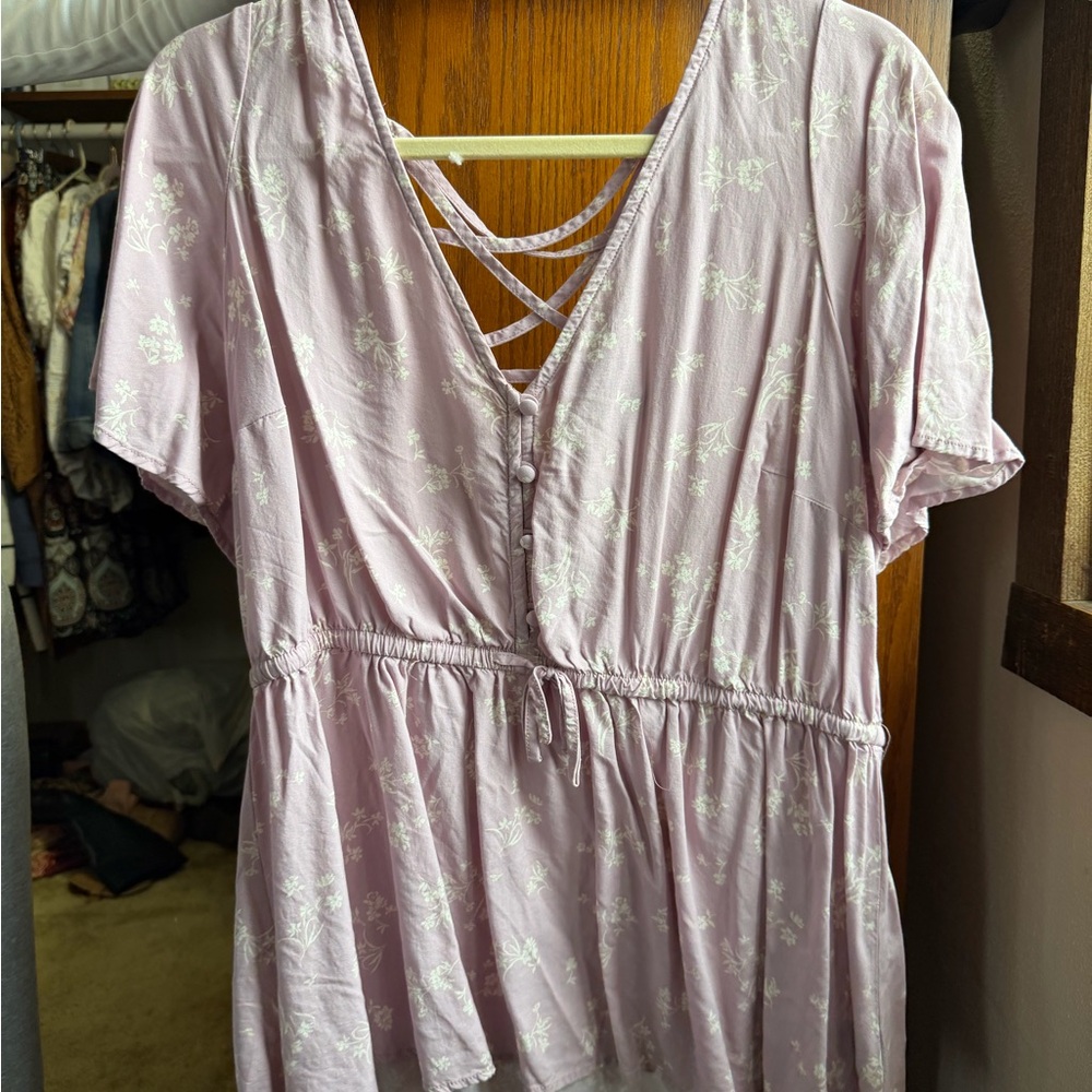 Torrid Lavender Floral Crisscross Blouse